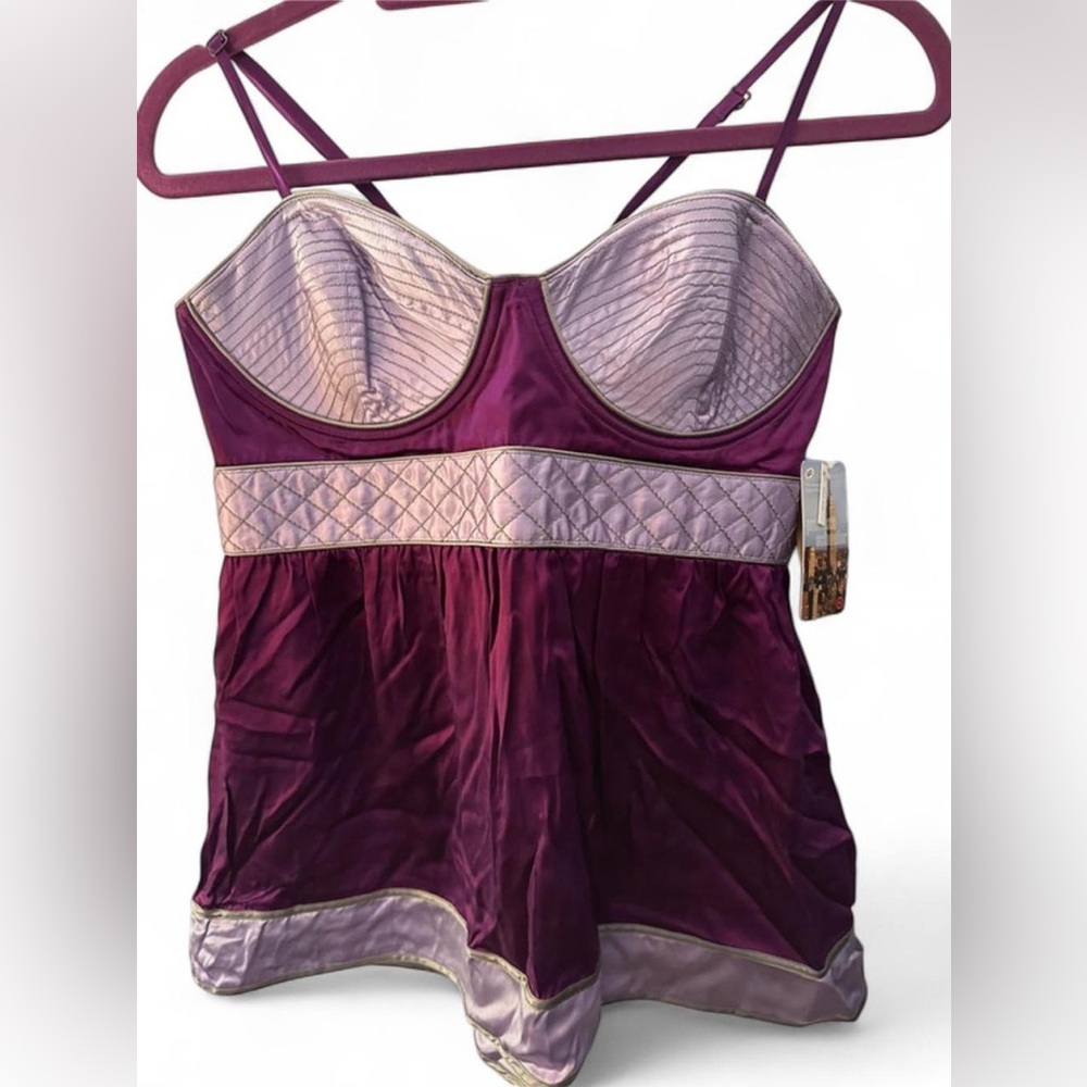 Proenza Schouler x Target Purple and Silver Silk Bustier 2000s Chemise Camisole